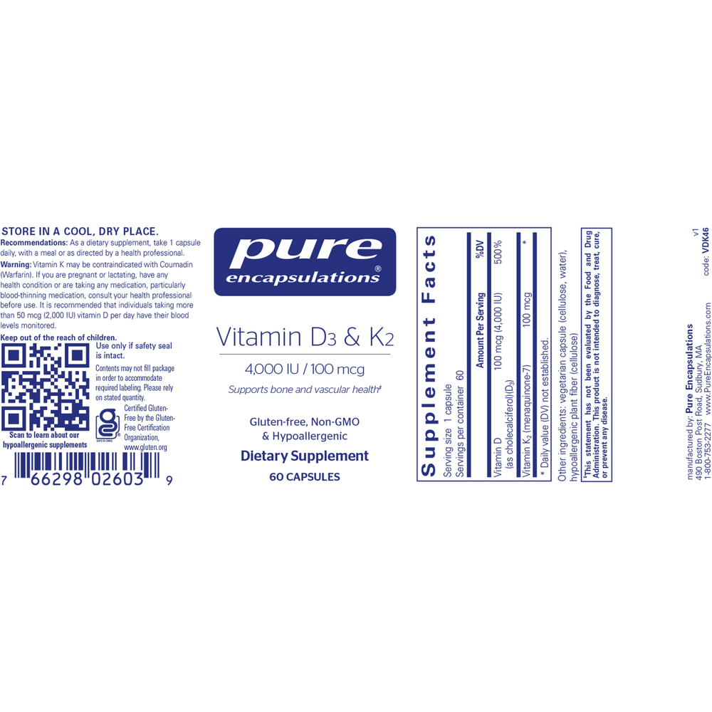 Pure Encapsulations Vitamin D3 & K2 - Image 2