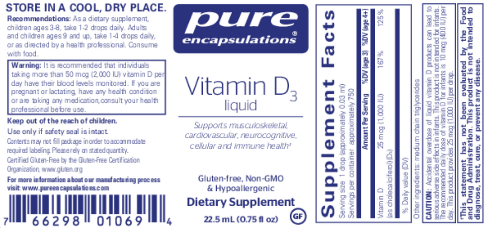 Pure Encapsulations Vitamin D3 Liquid - Image 2