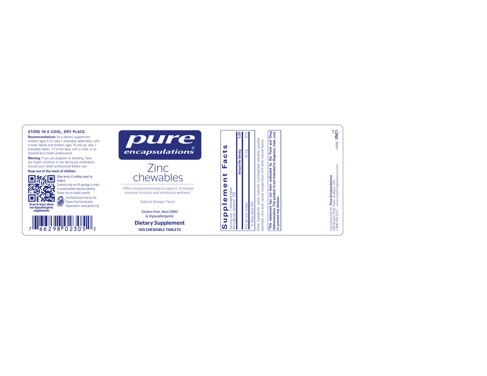 Pure Encapsulations Zinc chewables - Image 2