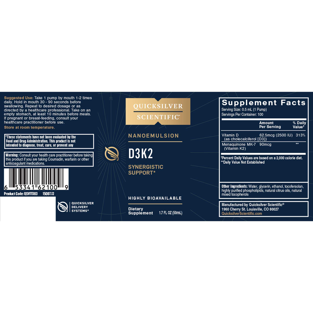 Quicksilver Scientific Nanoemulsified D3K2 - Image 2