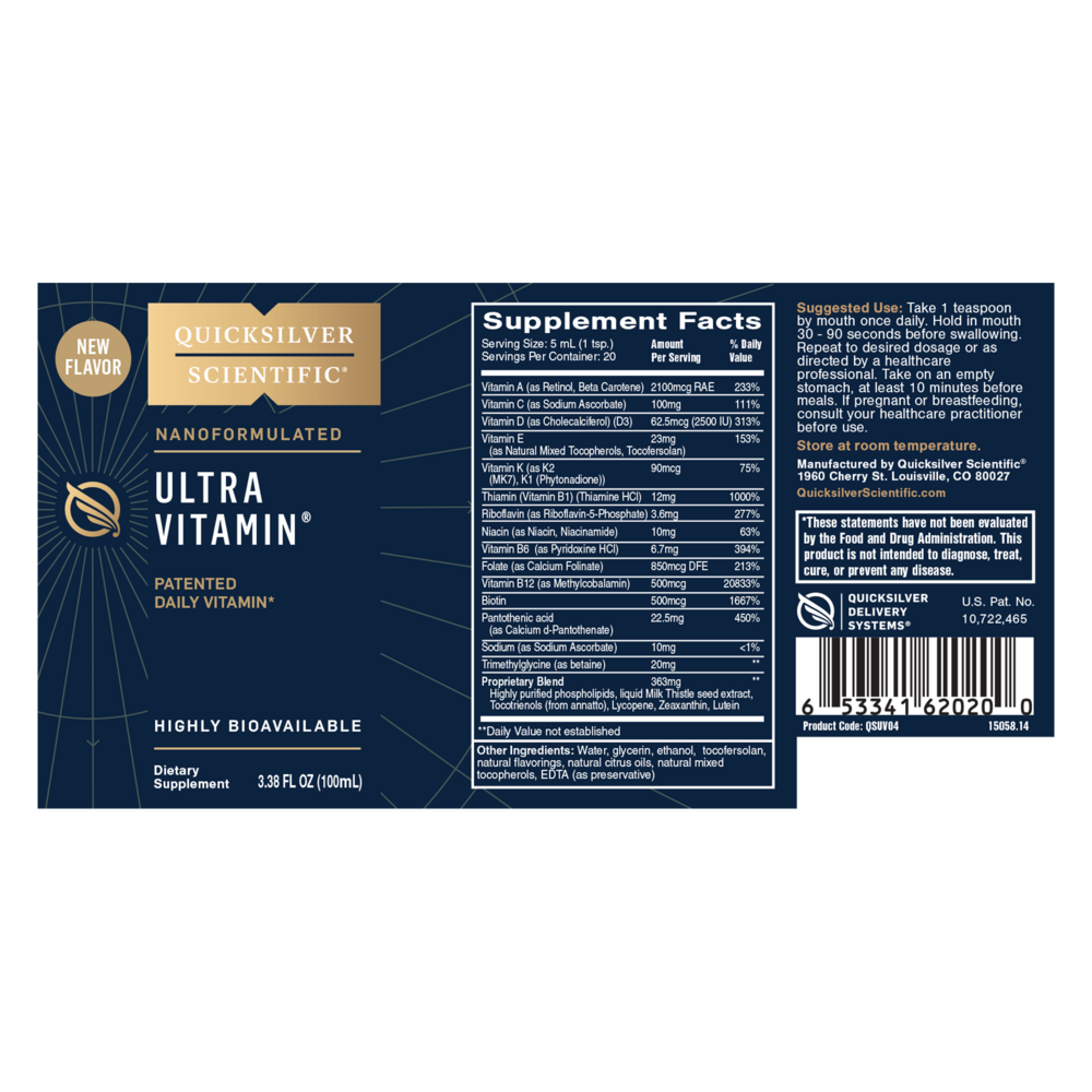 Quicksilver Scientific Ultra Vitamin (Liquid Multivitamin - Unflavored) - Image 2