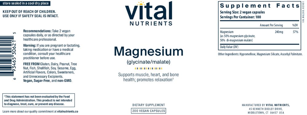Vital Nutrients Magnesium (glycinate/malate) - Image 5
