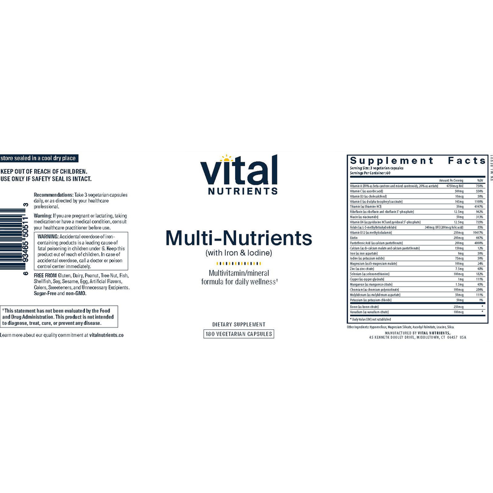 Vital Nutrients Multi-Nutrients w/Iron and Iodine - Image 2
