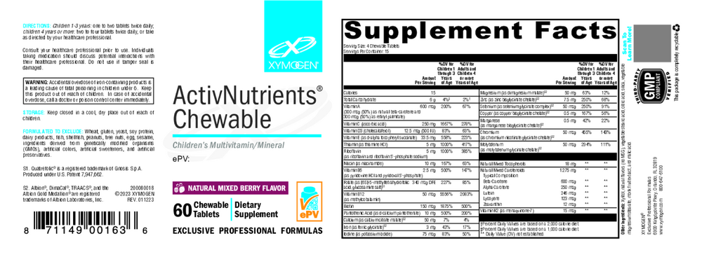 XYMOGEN ActivNutrients Chewable Mixed Berry (Multivitamin) - Image 2