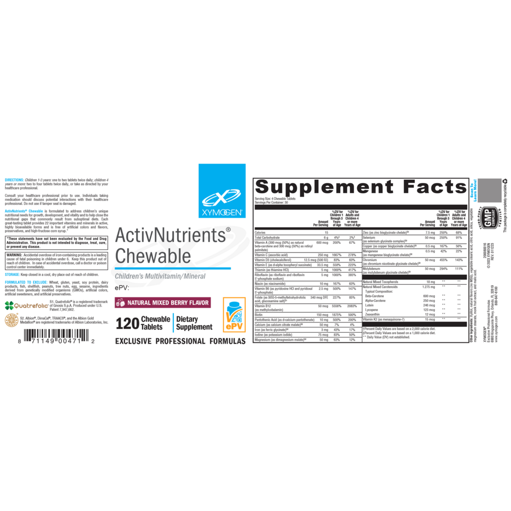 XYMOGEN ActivNutrients Chewable Mixed Berry (Multivitamin) - Image 5
