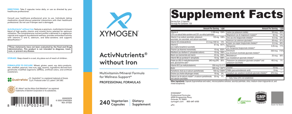 XYMOGEN ActivNutrients Without Iron (Multivitamin) - Image 5