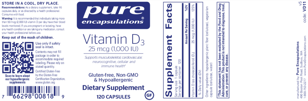 Pure Encapsulations Vitamin D3 25mcg (1,000IU) - Image 5