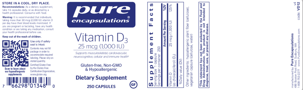 Pure Encapsulations Vitamin D3 25mcg (1,000IU) - Image 8