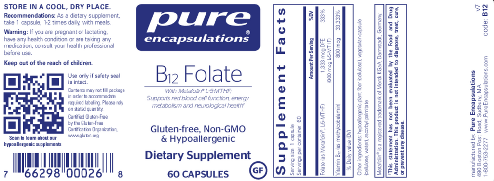 Pure Encapsulations B12 Folate - Image 2