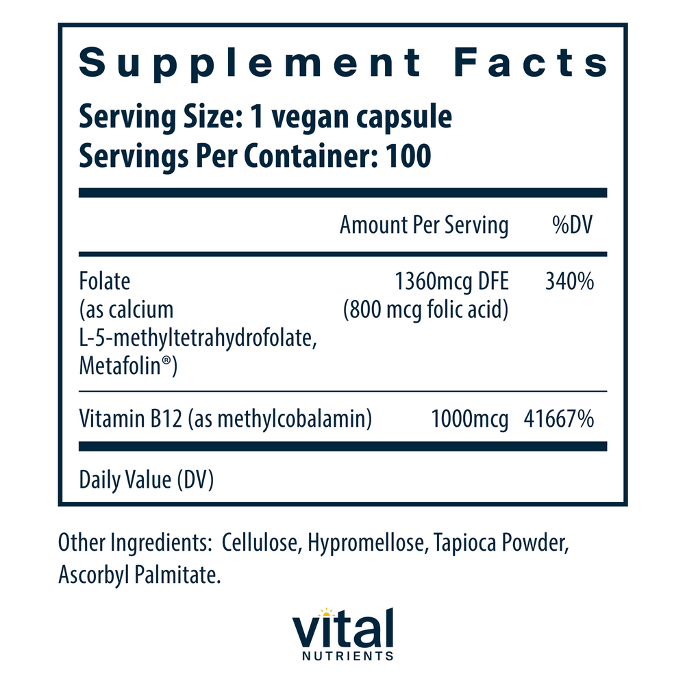 Vital Nutrients B-12/Methyl Folate 1000mcg/800mcg - Image 3