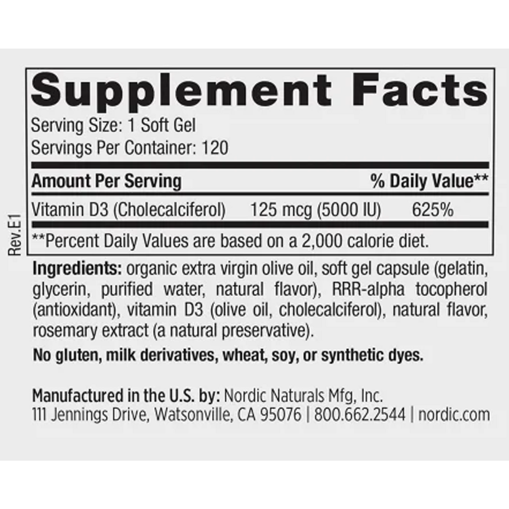 Nordic Naturals Vitamin D3 5000 - Image 3