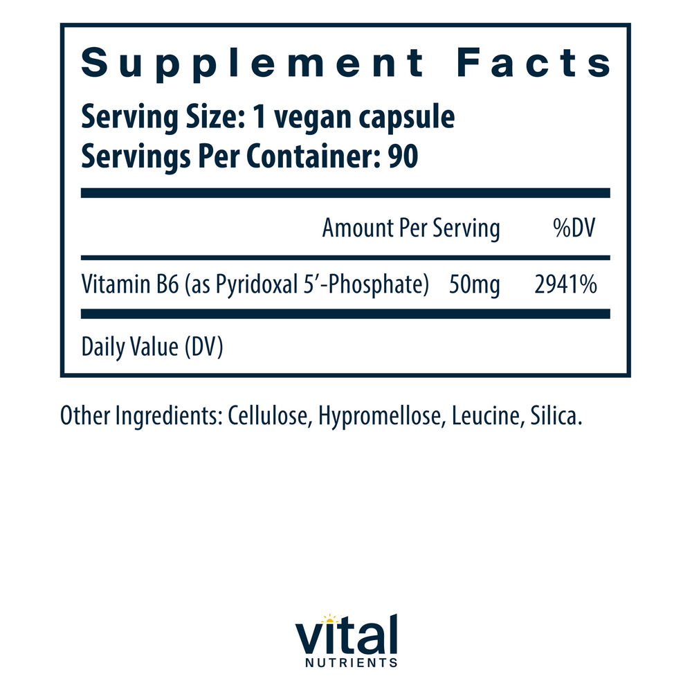 Vital Nutrients Pyridoxal-5-Phosphate 50mg with Active form of Vitamin B6 - Image 3