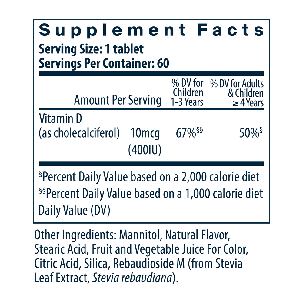 Vital Nutrients D3 Dynamo Meltable Tablets, Vitamin D, Cherry - Image 3