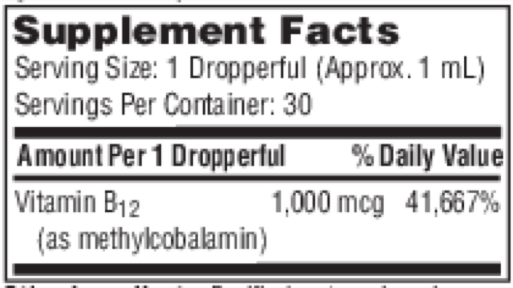 Klaire Labs/SFI Health B12 Liquid (1mg) (methylcobalamin) - Image 3