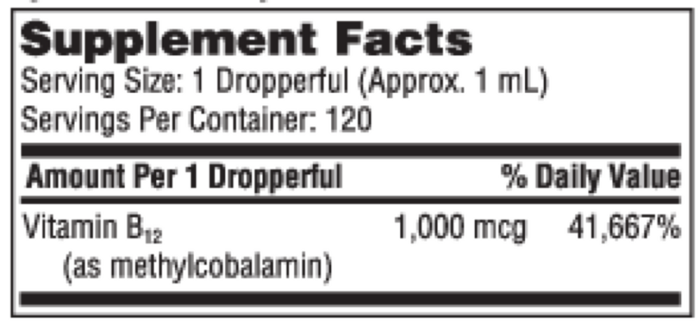 Klaire Labs/SFI Health B12 Liquid (1mg) (methylcobalamin) - Image 6