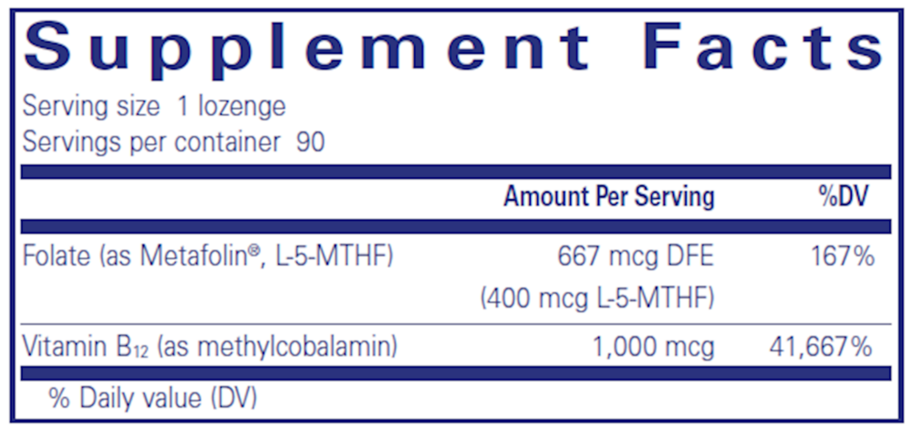 Pure Encapsulations PureMelt B12 Folate Lozenges - Image 3
