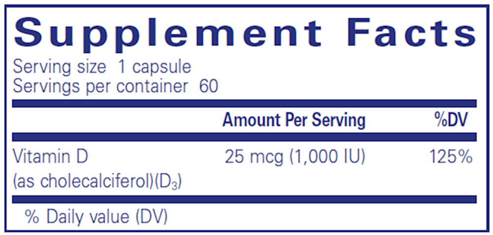 Pure Encapsulations Vitamin D3 25mcg (1,000IU) - Image 3