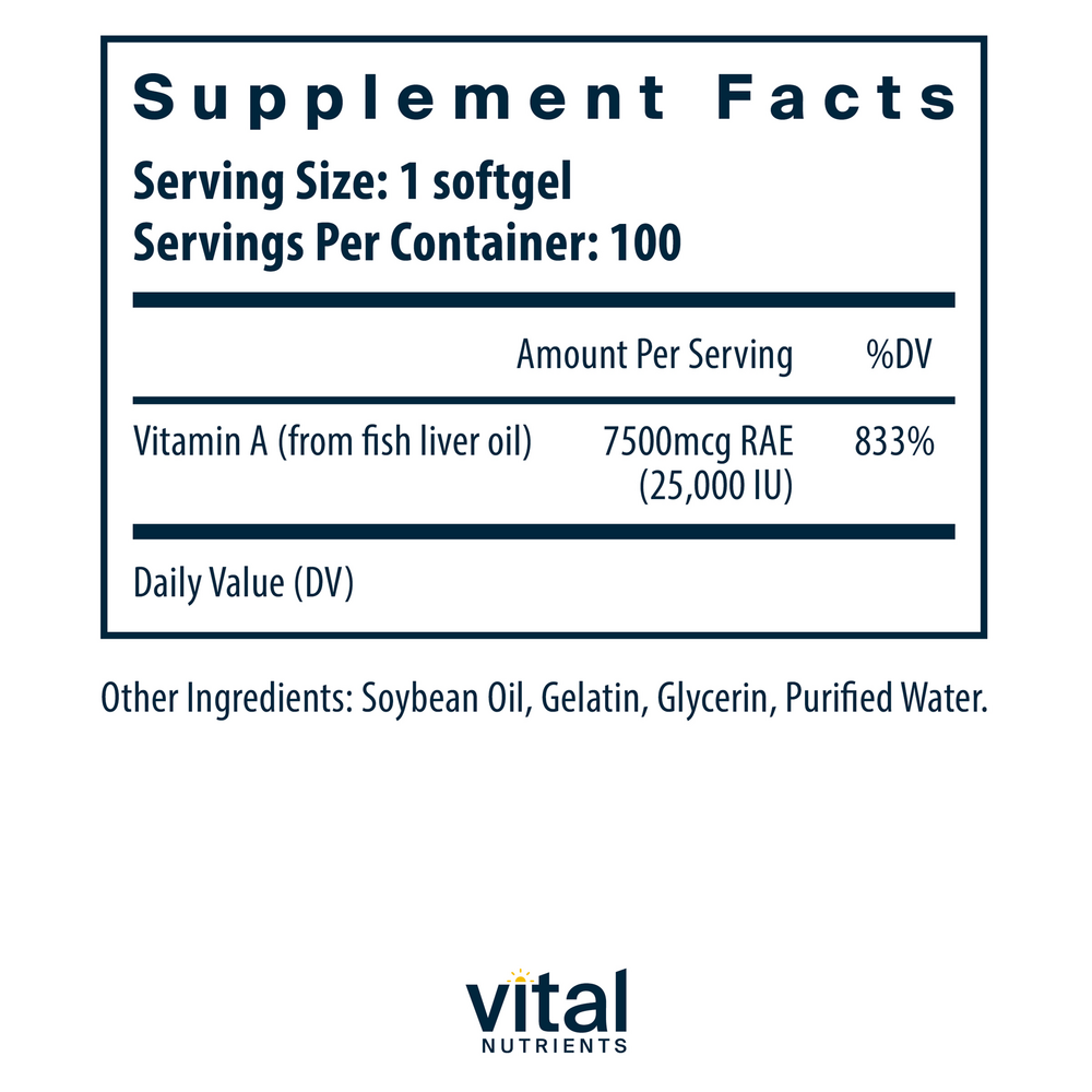 Vital Nutrients Vitamin A 7500mcg RAE - Image 3