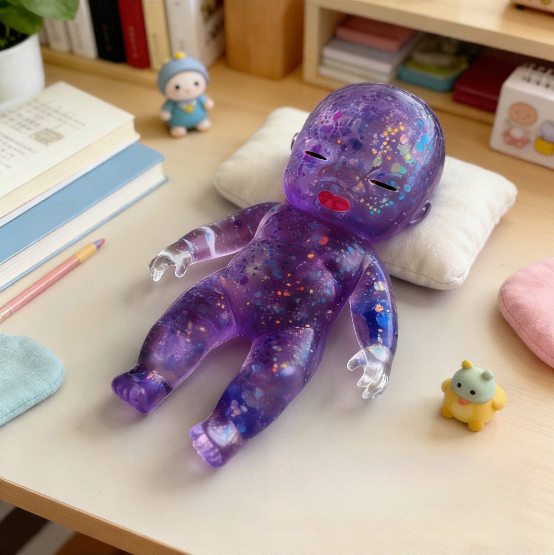 Glitter Jelly Doll Squishy Toy Soft Squeeze Stress Relief: Purple Glitter Doll Squishy / 14cm/5.5inch