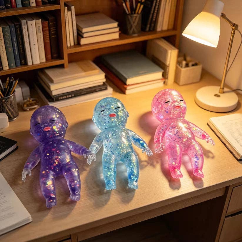 Glitter Jelly Doll Squishy Toy Soft Squeeze Stress Relief: Pink Glitter Doll Squishy / 14cm/5.5inch - Image 2
