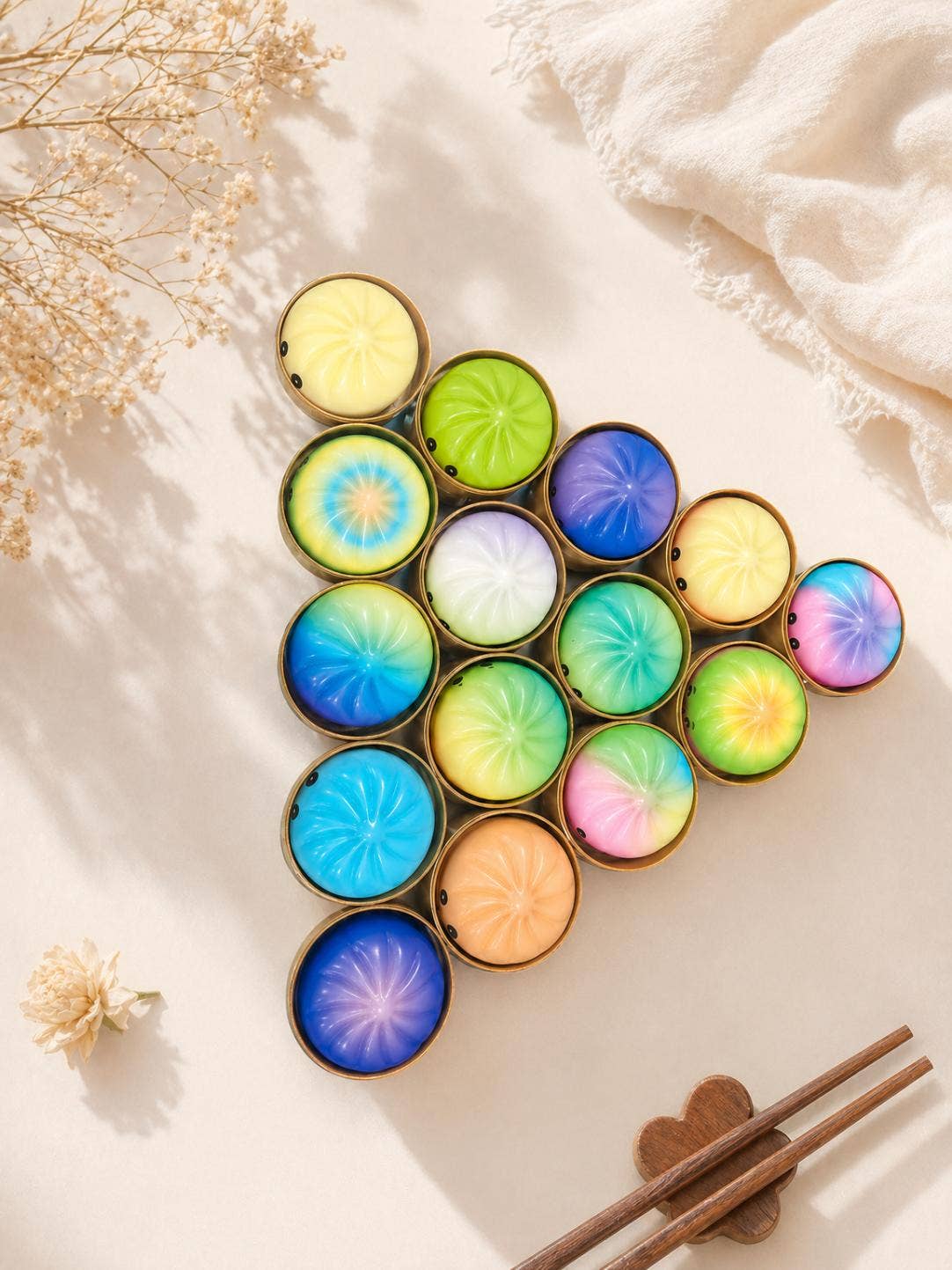Dumpling Shape Squishy Soft Slow Rising Stress Relief Toy: Colorful Dumpling Squishy / Approx. 3.54" Diameter - Image 5