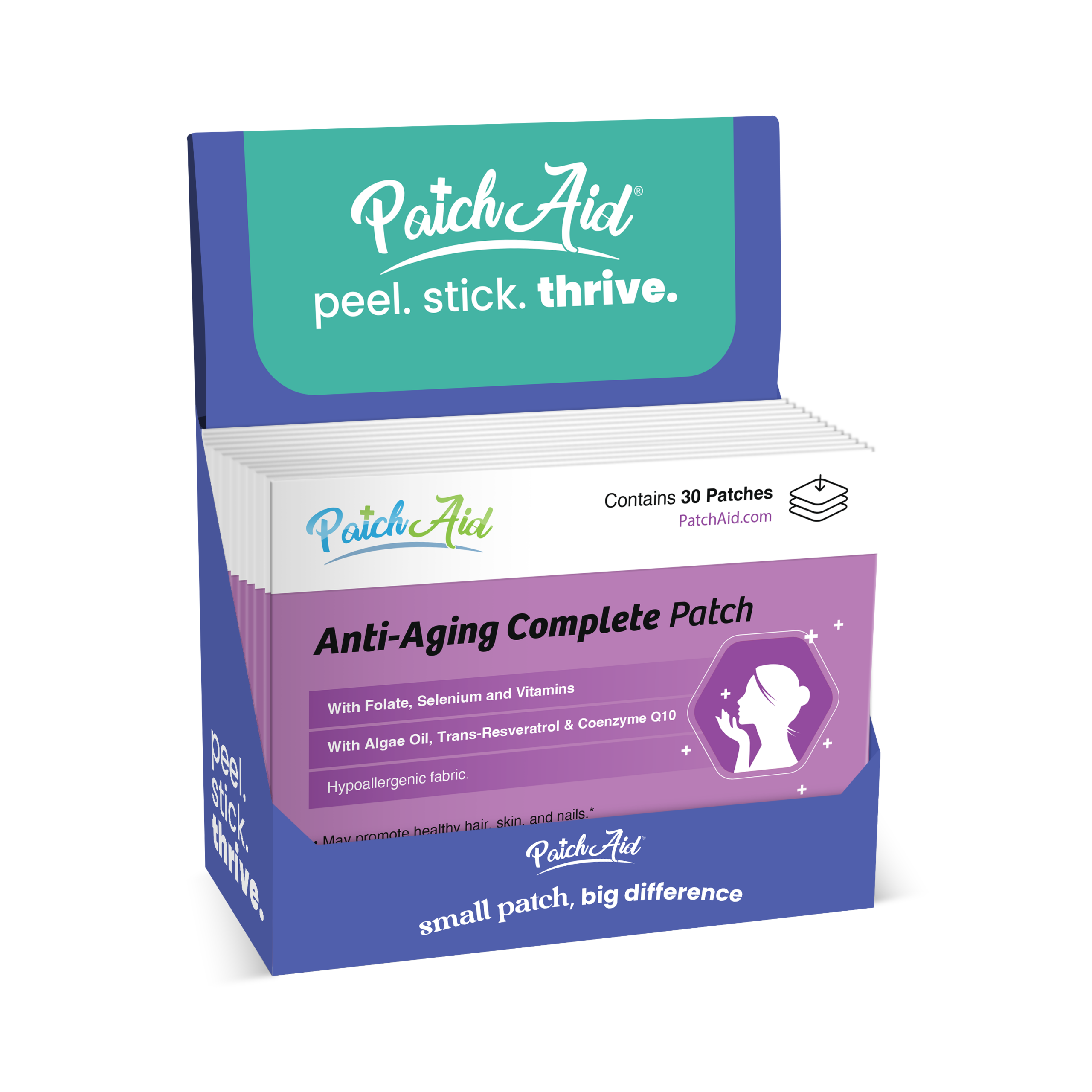 Anti-Aging Complete Vitamin Patch - Skin Health & Vitality: 12-Pack with Display Case