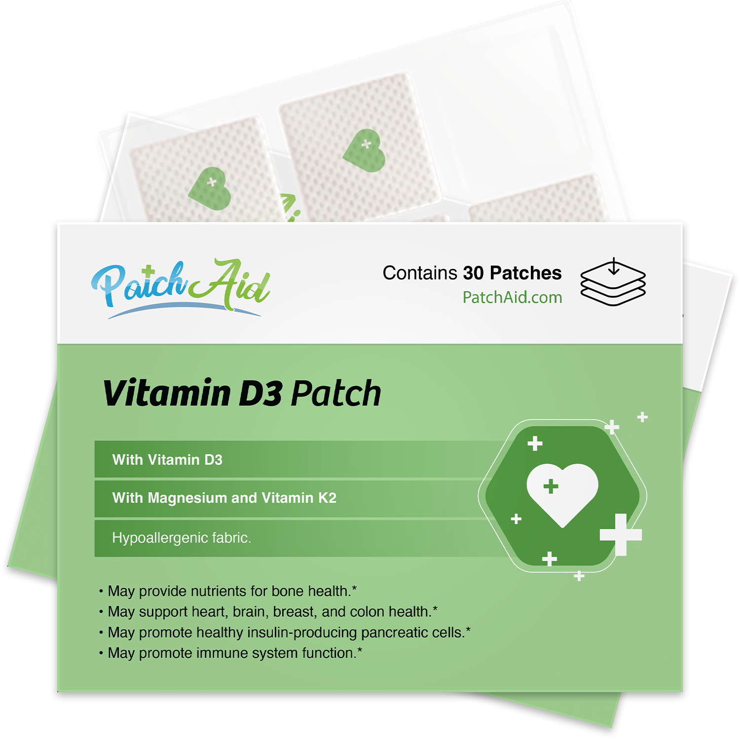 Vitamin D3 with K2 Patch - Bone, Heart & Immune Support: 12-Pack with Display Case - Image 2