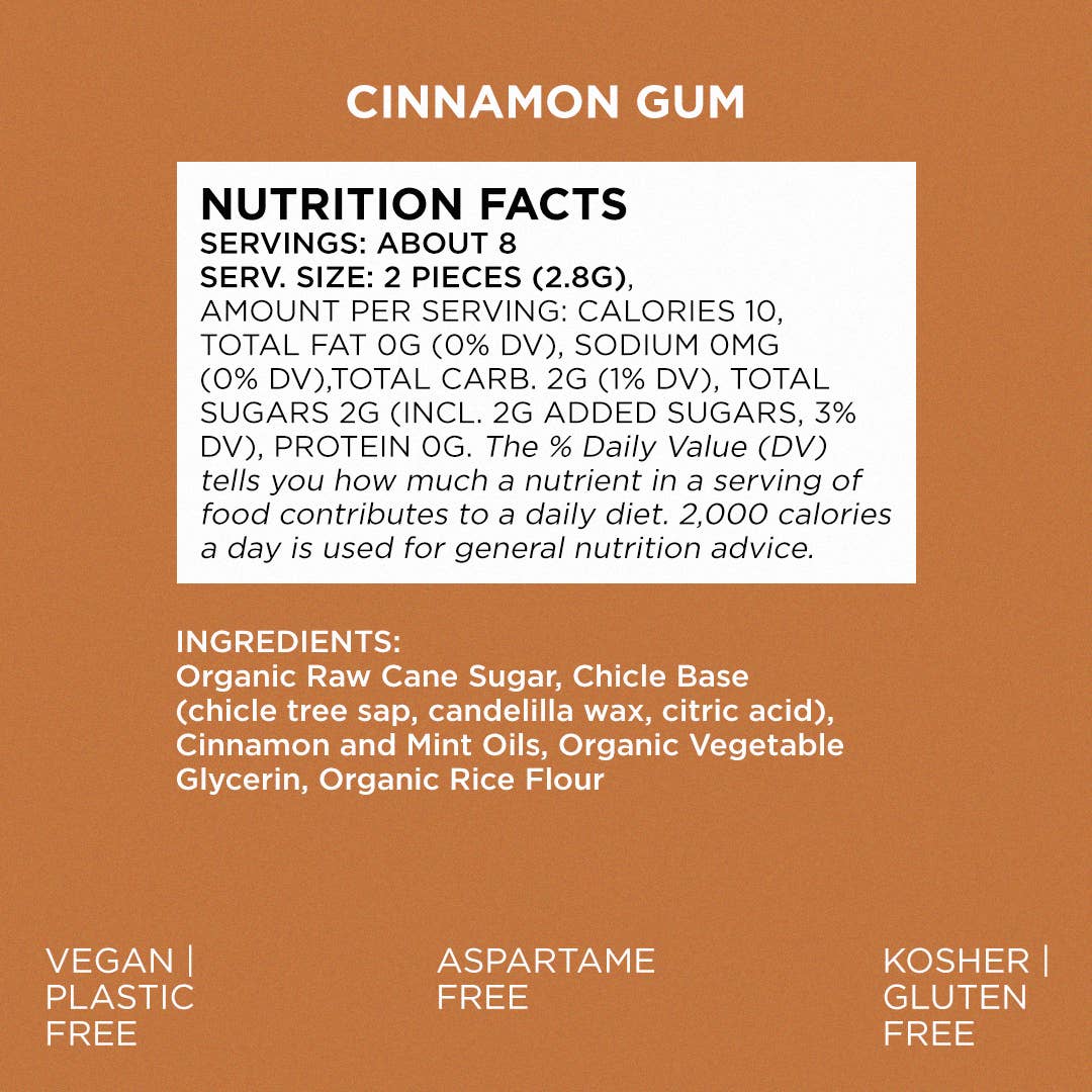 Cinnamon Chewing Gum - Natural + Plastic-Free | 12 Pack - Image 2