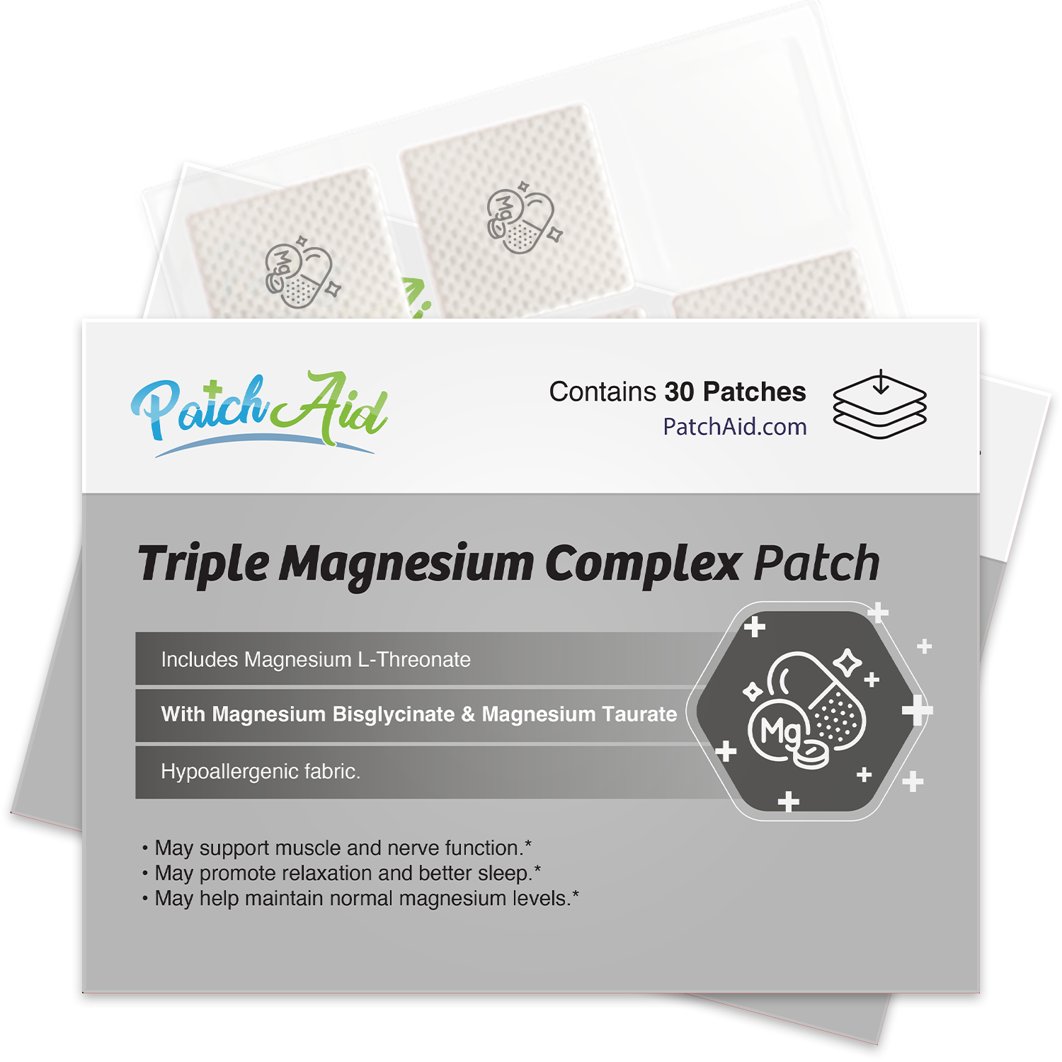 Triple Magnesium Complex Patch - Relaxation & Muscle Support: 12-Pack with Display Case - Image 2