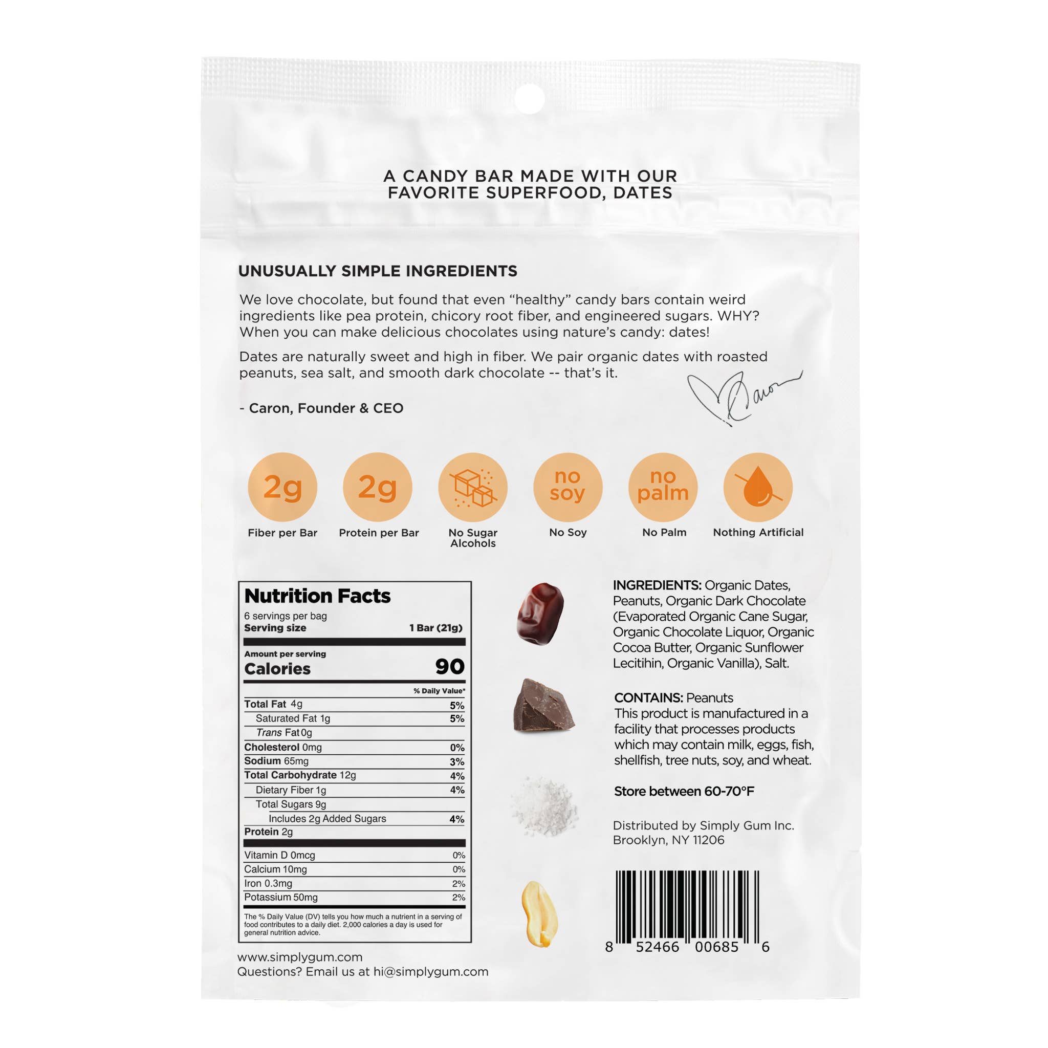 Chocolate Date Bars - Salted Peanut (4.5 oz Bags) | 6 Pack - Image 5