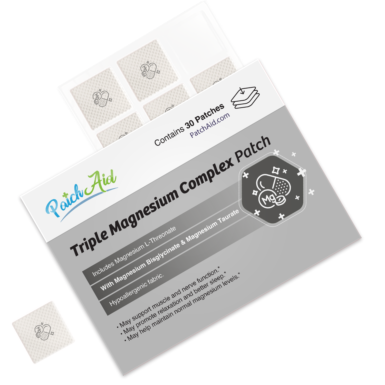 Triple Magnesium Complex Patch - Relaxation & Muscle Support: 12-Pack with Display Case - Image 4