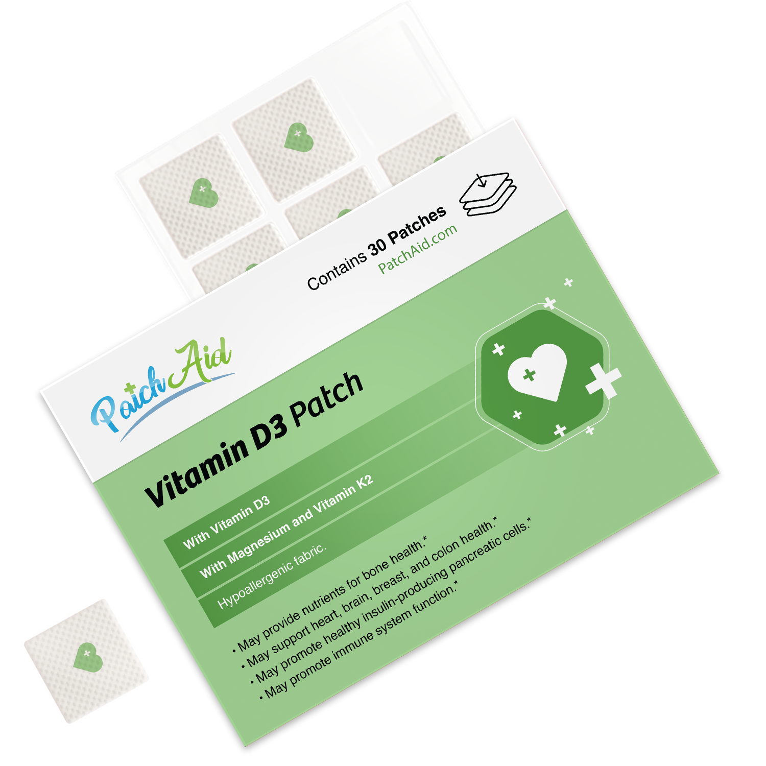 Vitamin D3 with K2 Patch - Bone, Heart & Immune Support: 12-Pack with Display Case - Image 3