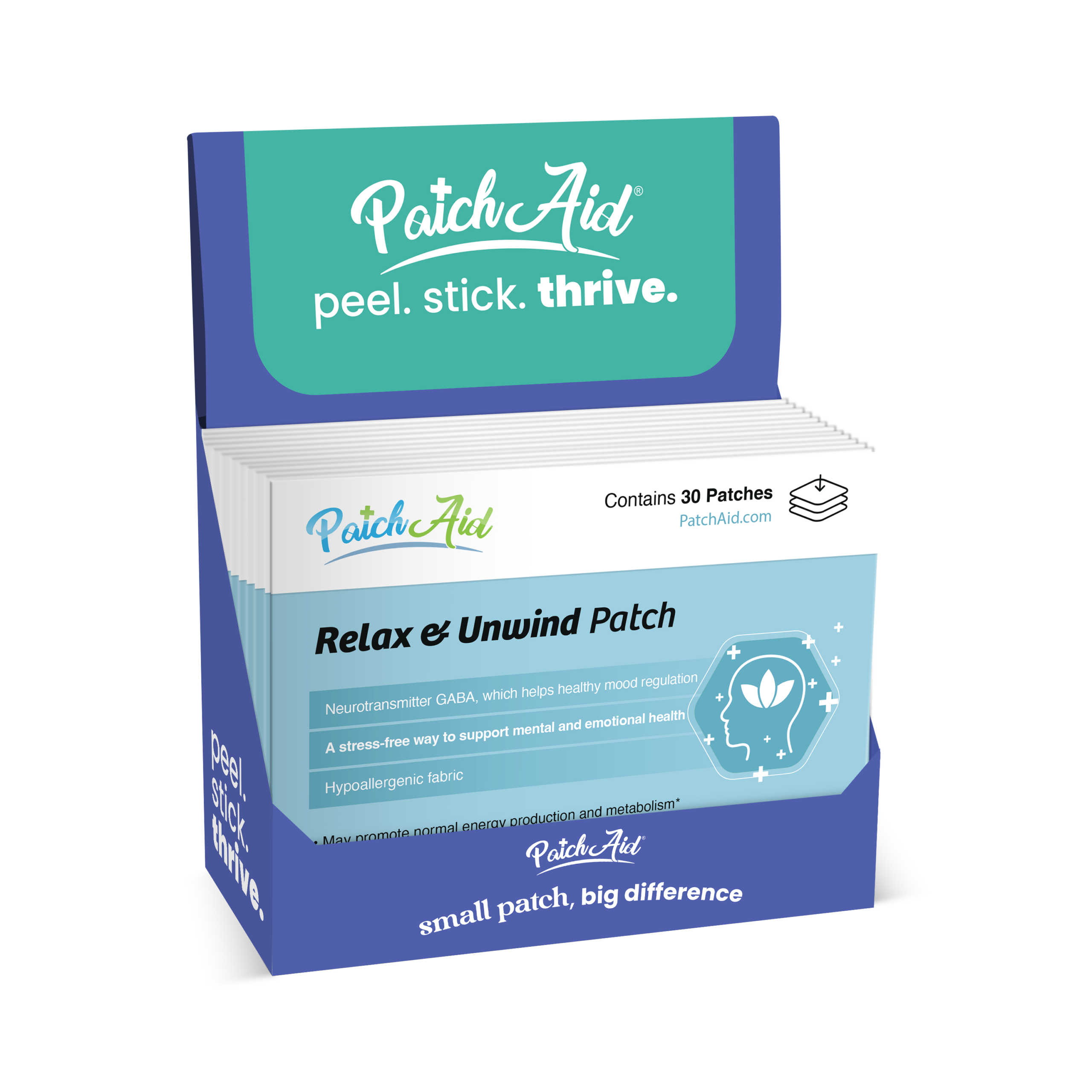 Relax & Unwind Patch - Stress Relief & Relaxation Support: 12-Pack with Display Case
