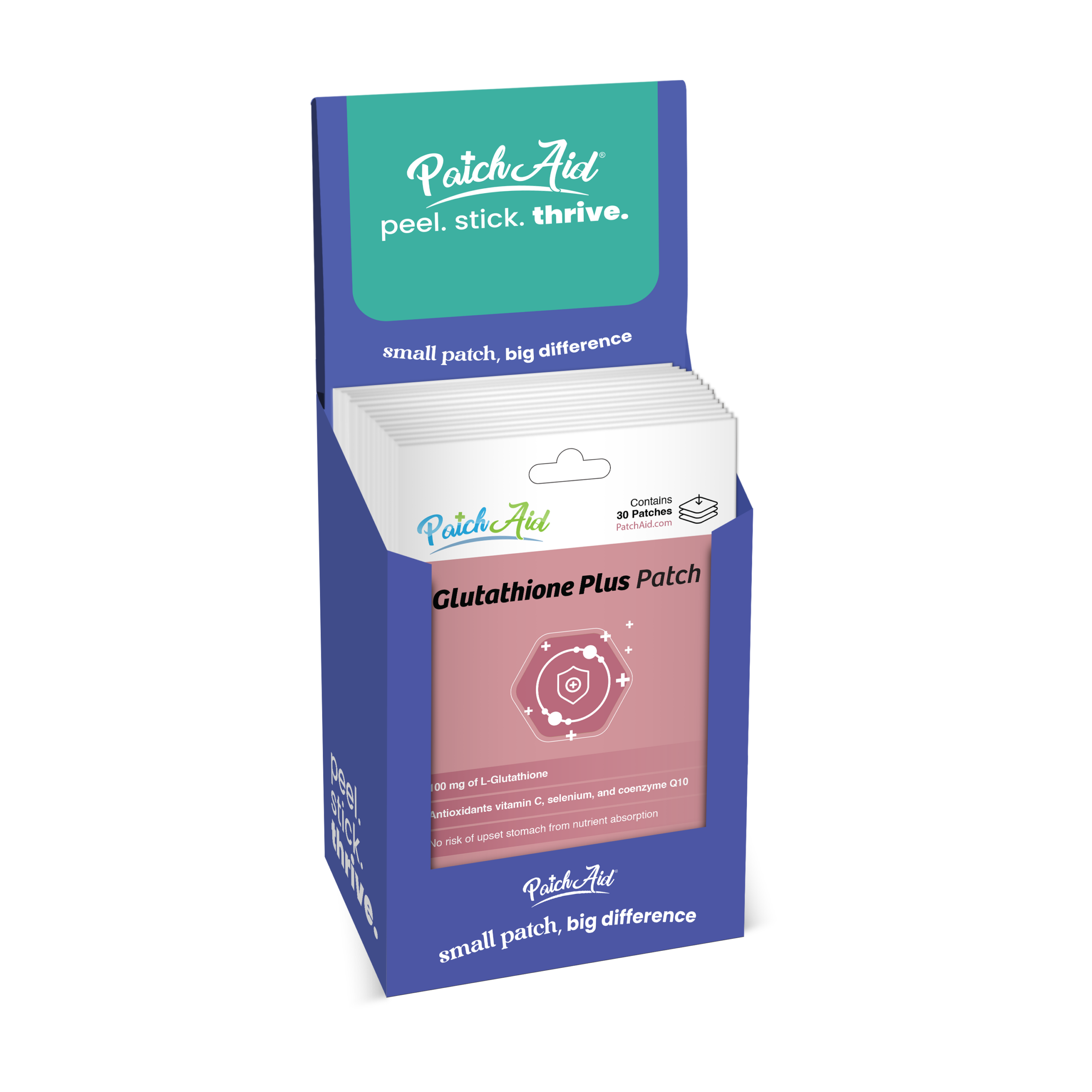 Glutathione Plus Patch - Antioxidant & Detox Support: 12-Pack with Display Case