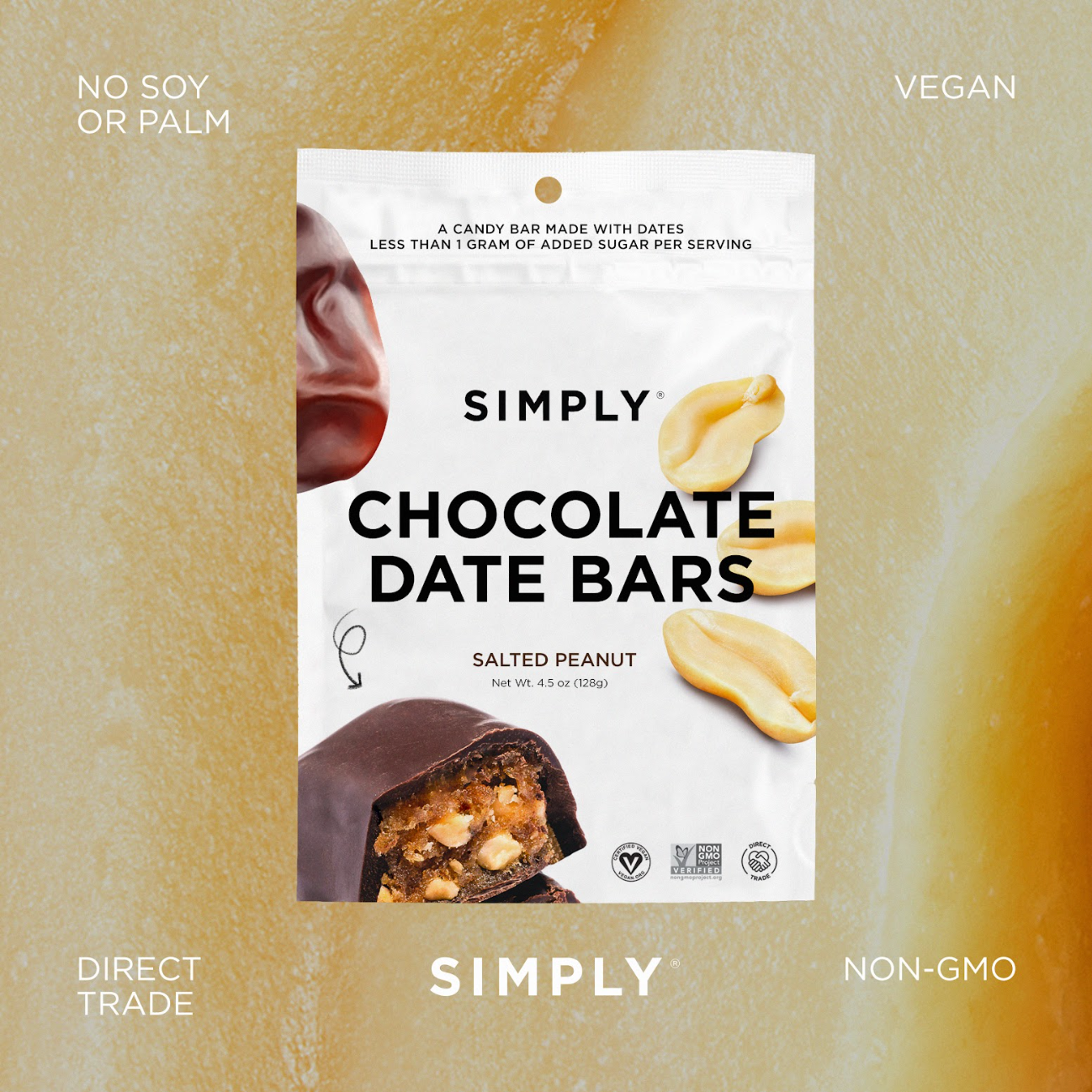 Chocolate Date Bars - Salted Peanut (4.5 oz Bags) | 6 Pack - Image 2