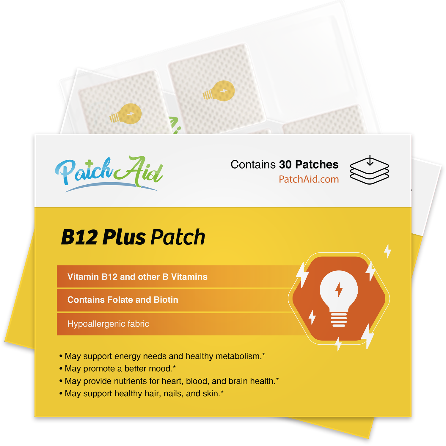 B12 Energy Plus Vitamin Patch - Energy & Mood Support: 12-Pack with Display Case - Image 2